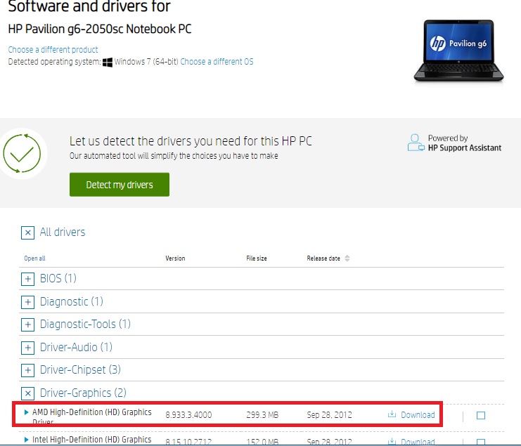 Hp pavilion dv6 online ati radeon graphics driver