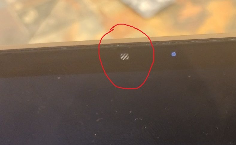 top edge of screen