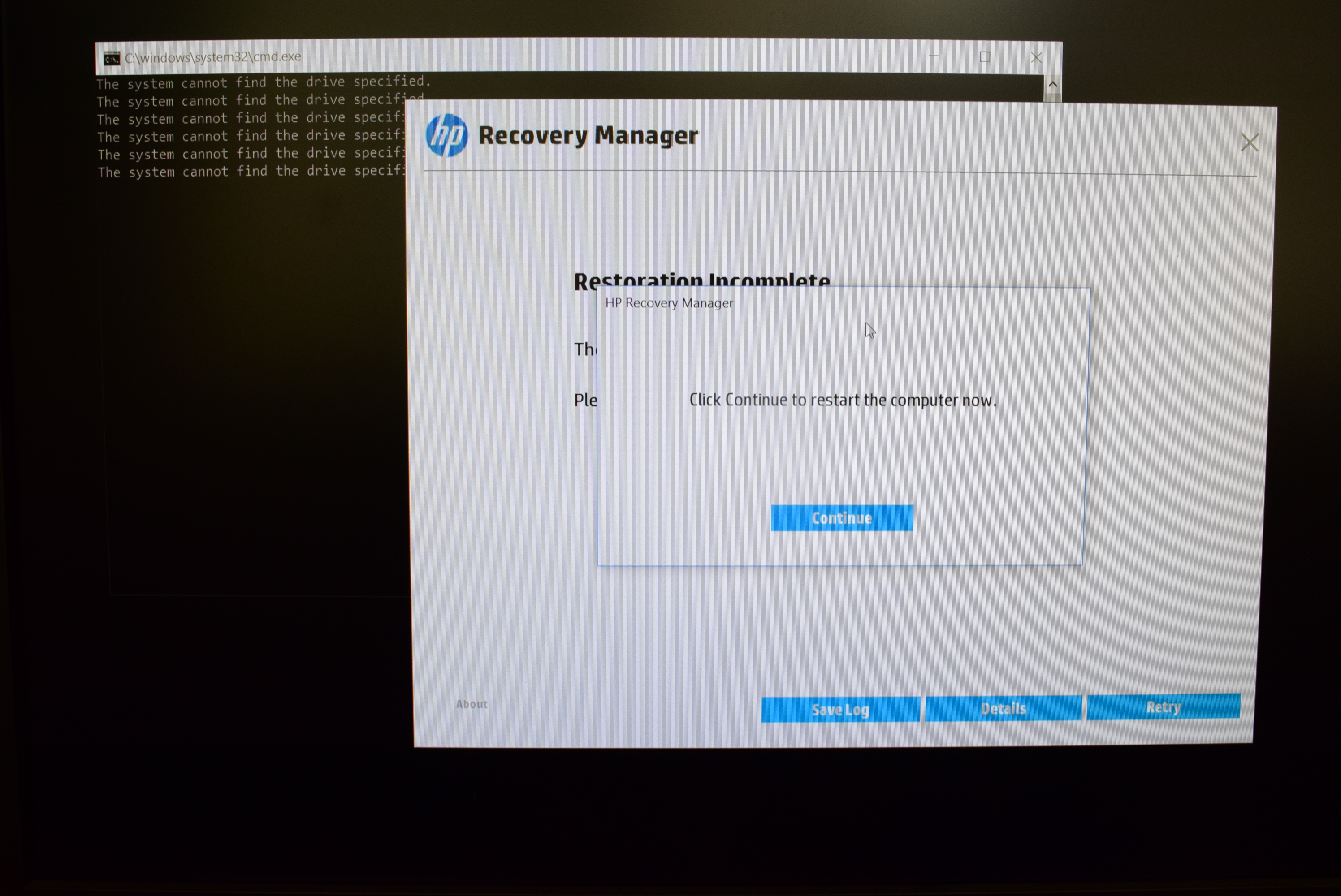 Factory Reset Restoration Incomplete - HP Support Community - 8393659
