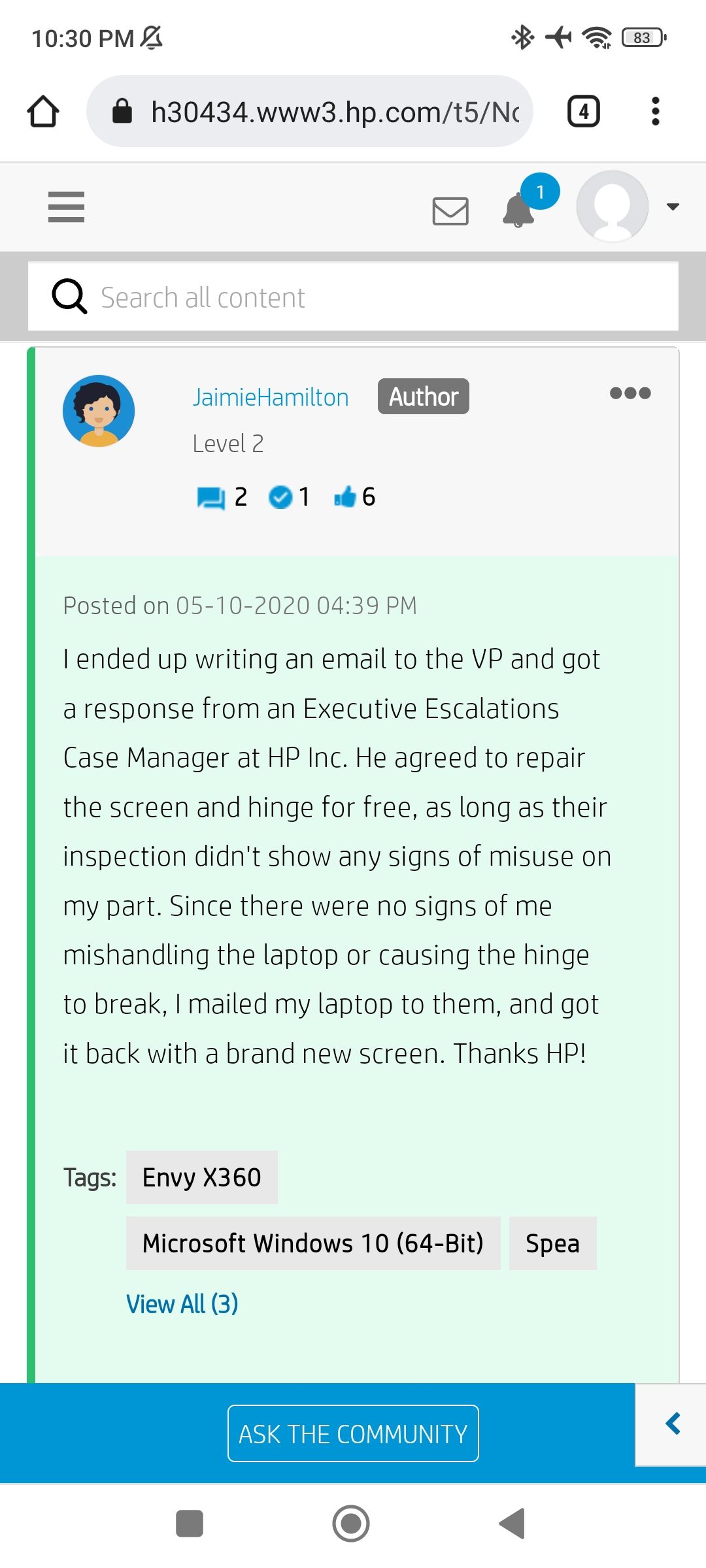 HP Envy x360 Hinge Broken - HP Support Community - 8394701