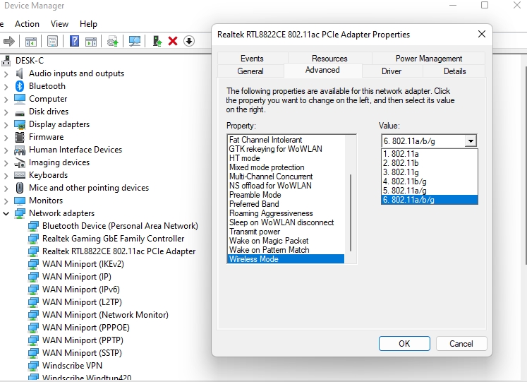 Realtek RTL8822CE 802.11ac PCIe Adapter connection issues HP Support