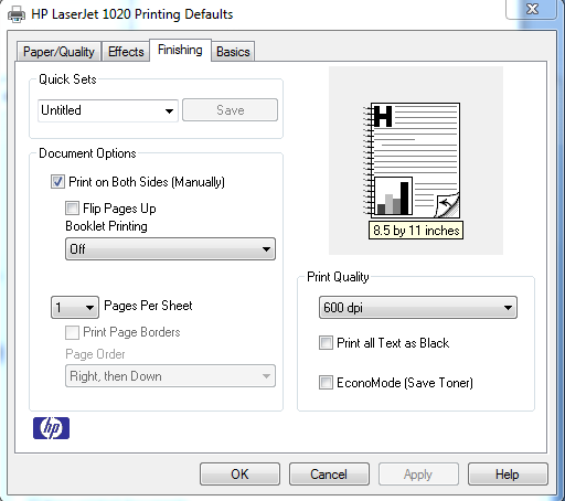 Solved: HP laserjet 1020 how to turn off double-sided printing - HP Support  Community - 1234783