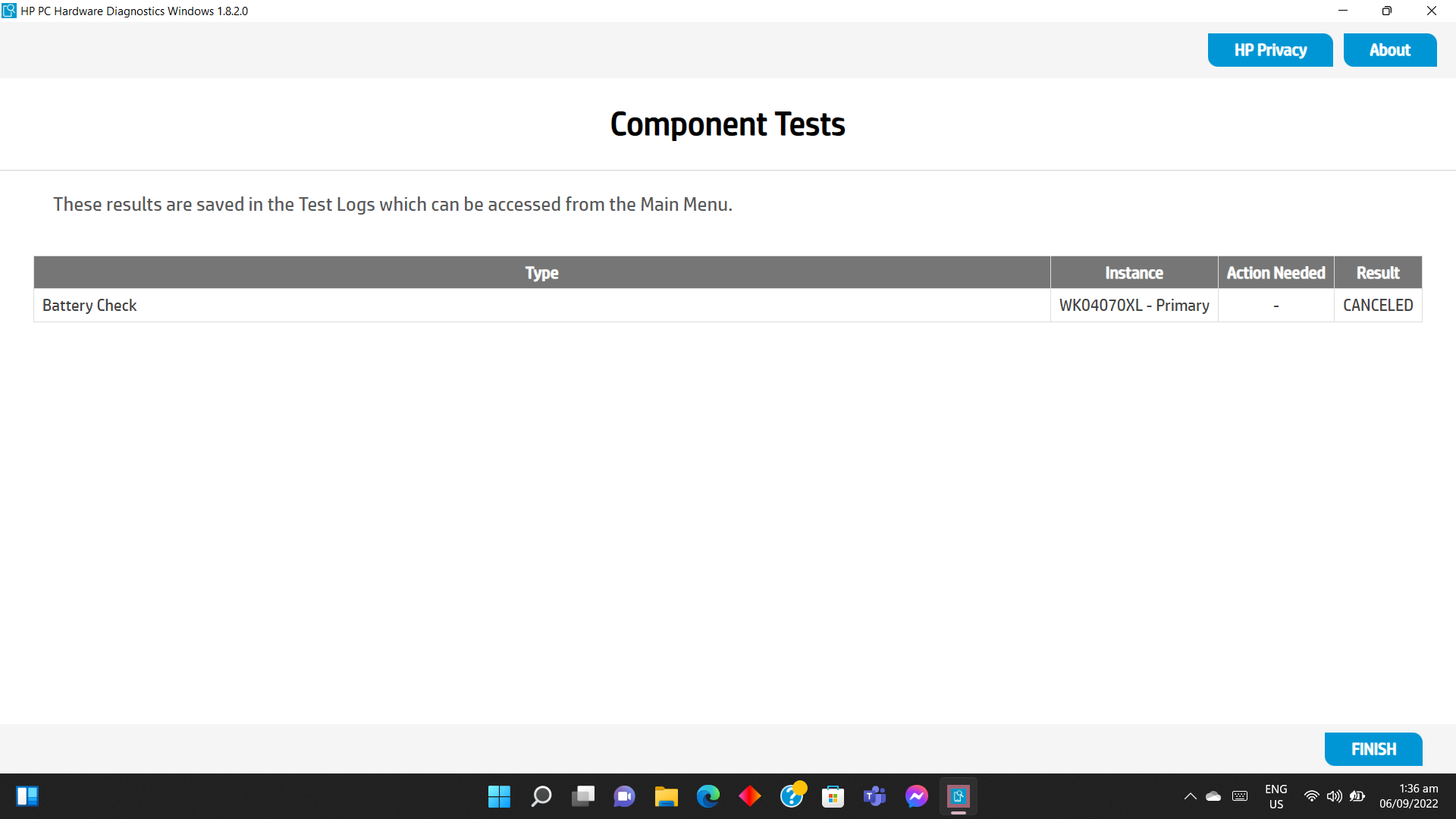 HP DIAGNOSTIC BATTERY RESULTS CANCELLED HP Support Community 8475010