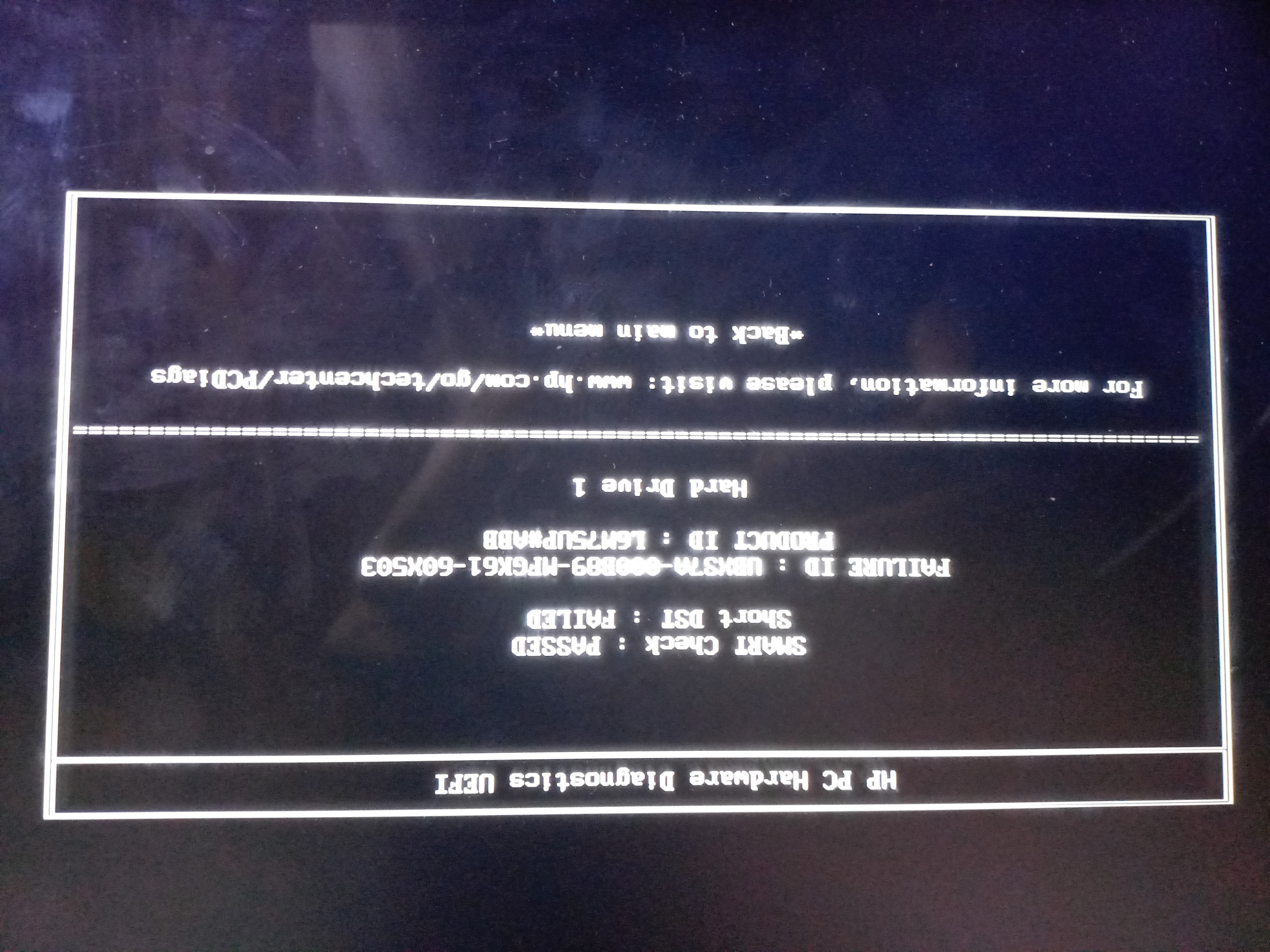My hp pc hardware diagnostic uefi short dst failed on quick ... - HP  Support Community - 8490328