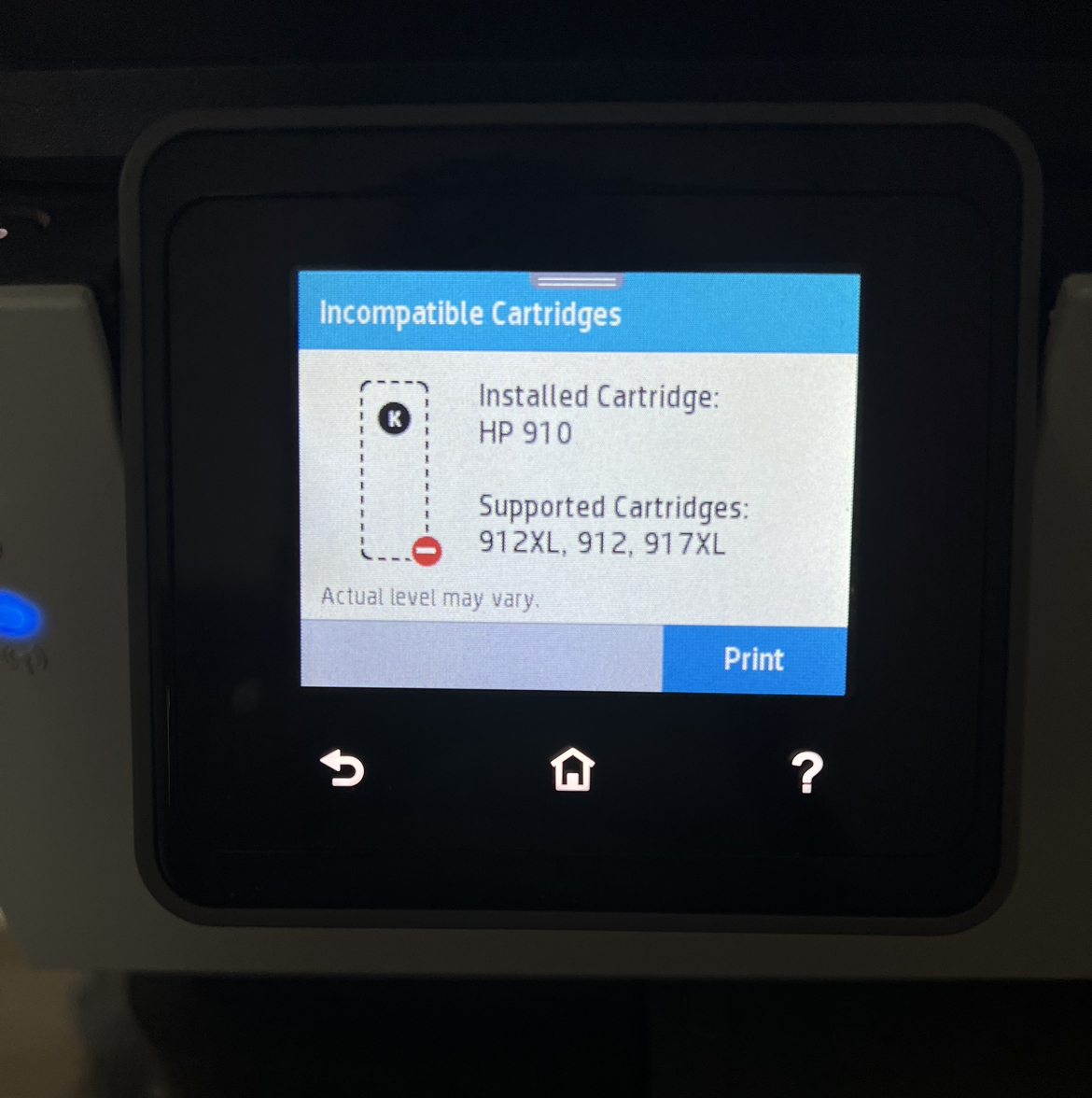 HP printer Officejet Pro cartridges issue HP
