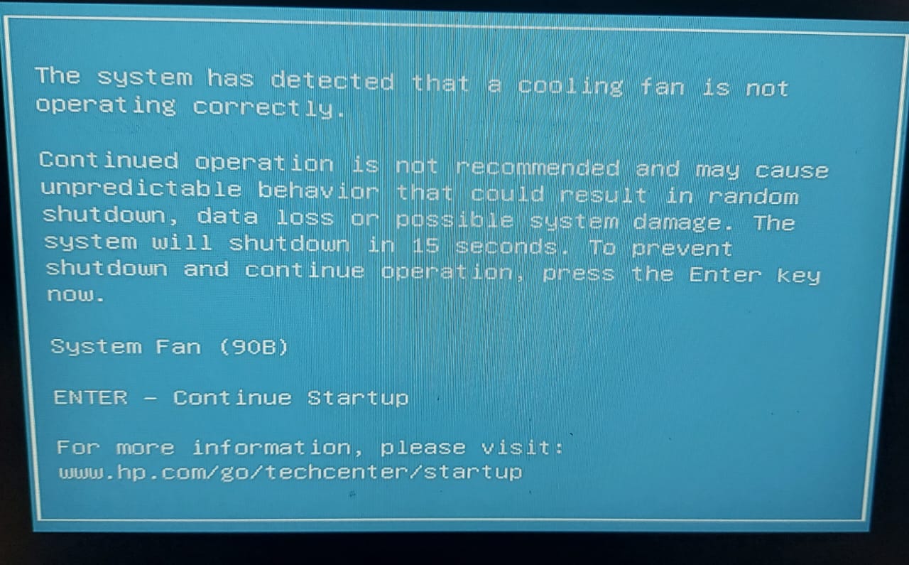 THE SYSTEM HAS DETECTED THAT A COOLING FAN IS NOT OPERATING ... - HP  Support Community - 8519269