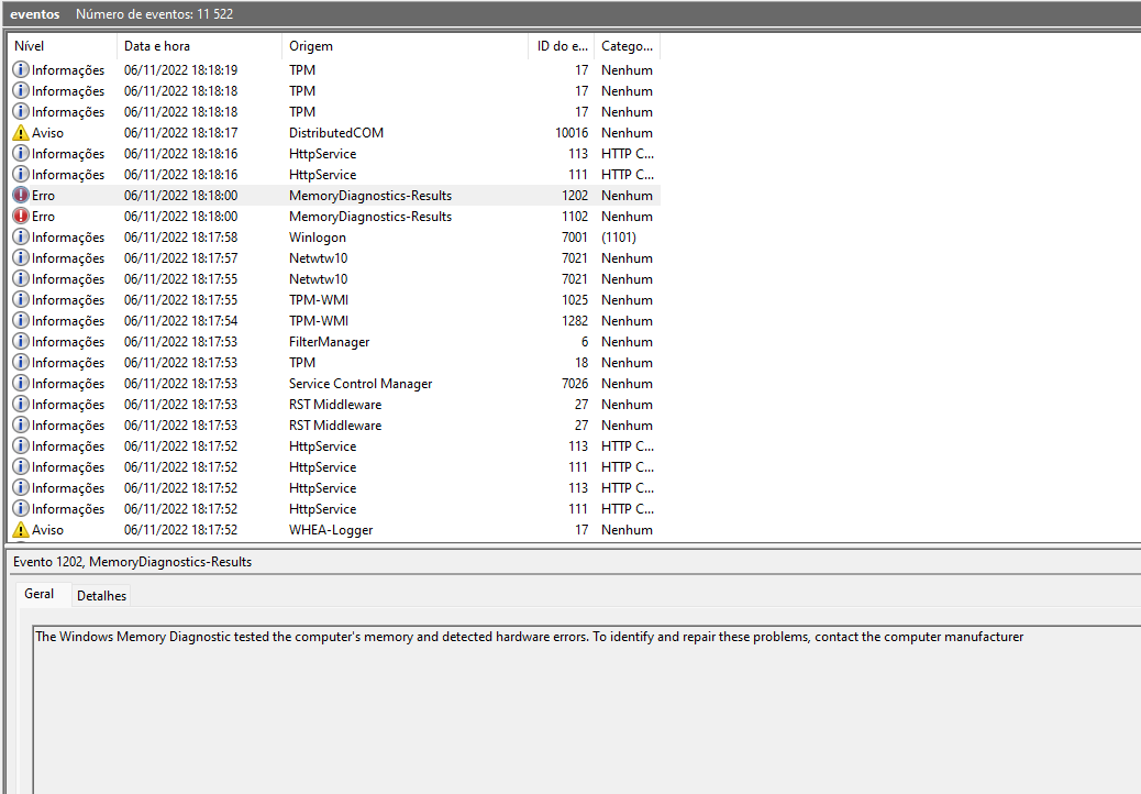 The Windows Memory Diagnostic tested the computer's memory a... HP