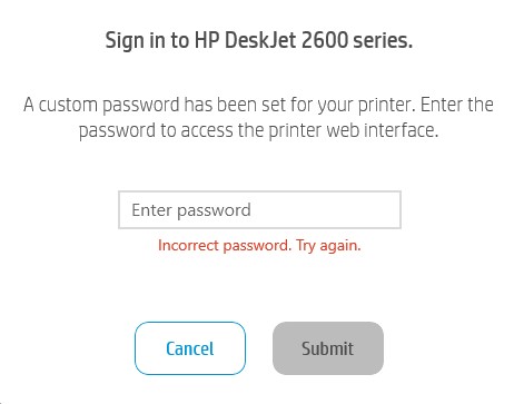 Custom password for printer set up on a network - HP Support Community ...