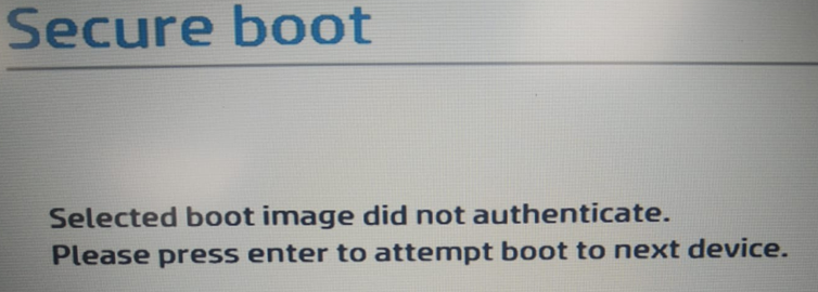Selected boot image did not authenticate Windows 10 - HP Support Community  - 8564026