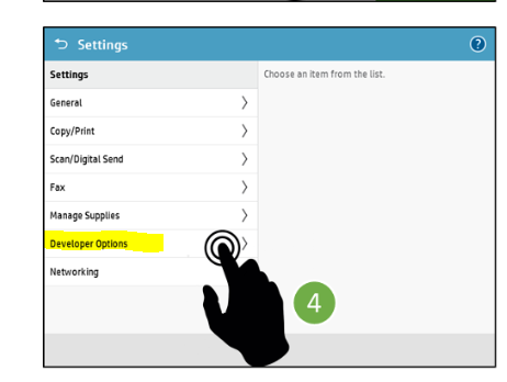Solved: Developer options are not visible in settings on printer HP ...