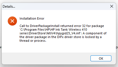 Printer Error Report while installing the wireless driver | ... - HP ...