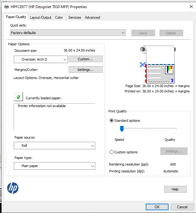 T830 paper size mismatch when printing to roll - HP Support Community -  8596558