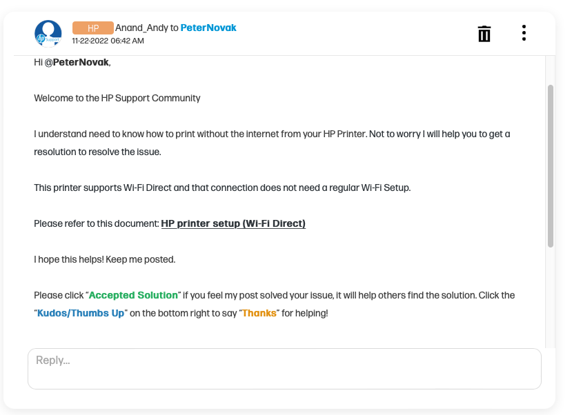 How do I print offline with HP LaserJet 110we HP Support Community 8593690
