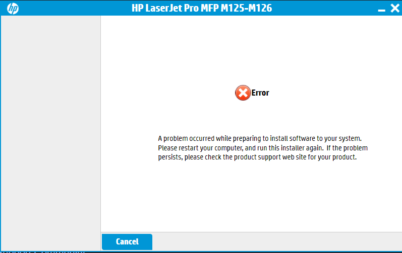 Cannot install driver for hp laserject MFP M126nw - HP Support ...