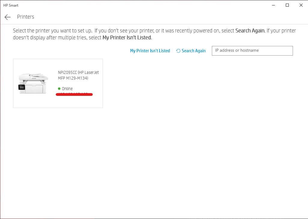 HP smart wont let me add my printer while it see it. HP Support