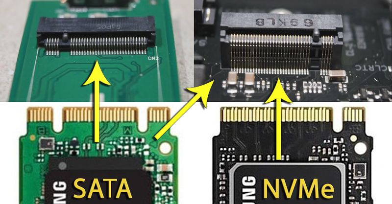 M.2 SATA SSD has 2 notches but both connectors have only a single notch.