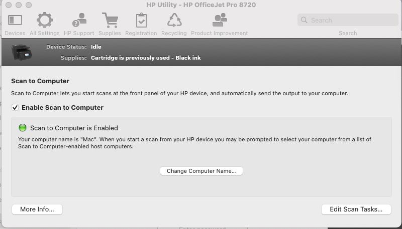 Enable Scan to Computer