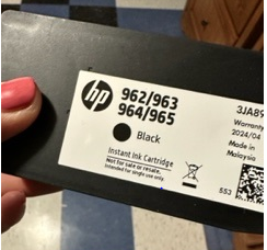 Note the Instant Ink Cartridge verbiage on the label