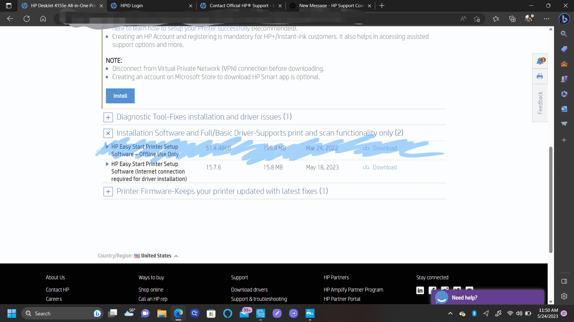 Printer Offline - HP Support Community - 8695412