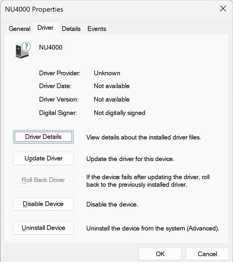 Camera Does not work, USB\VID_2959&PID_4001 Driver not found HP
