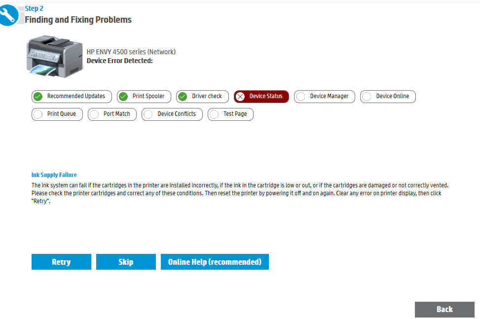 Color Ink Cartridge Problem Not allowed to print HP Support