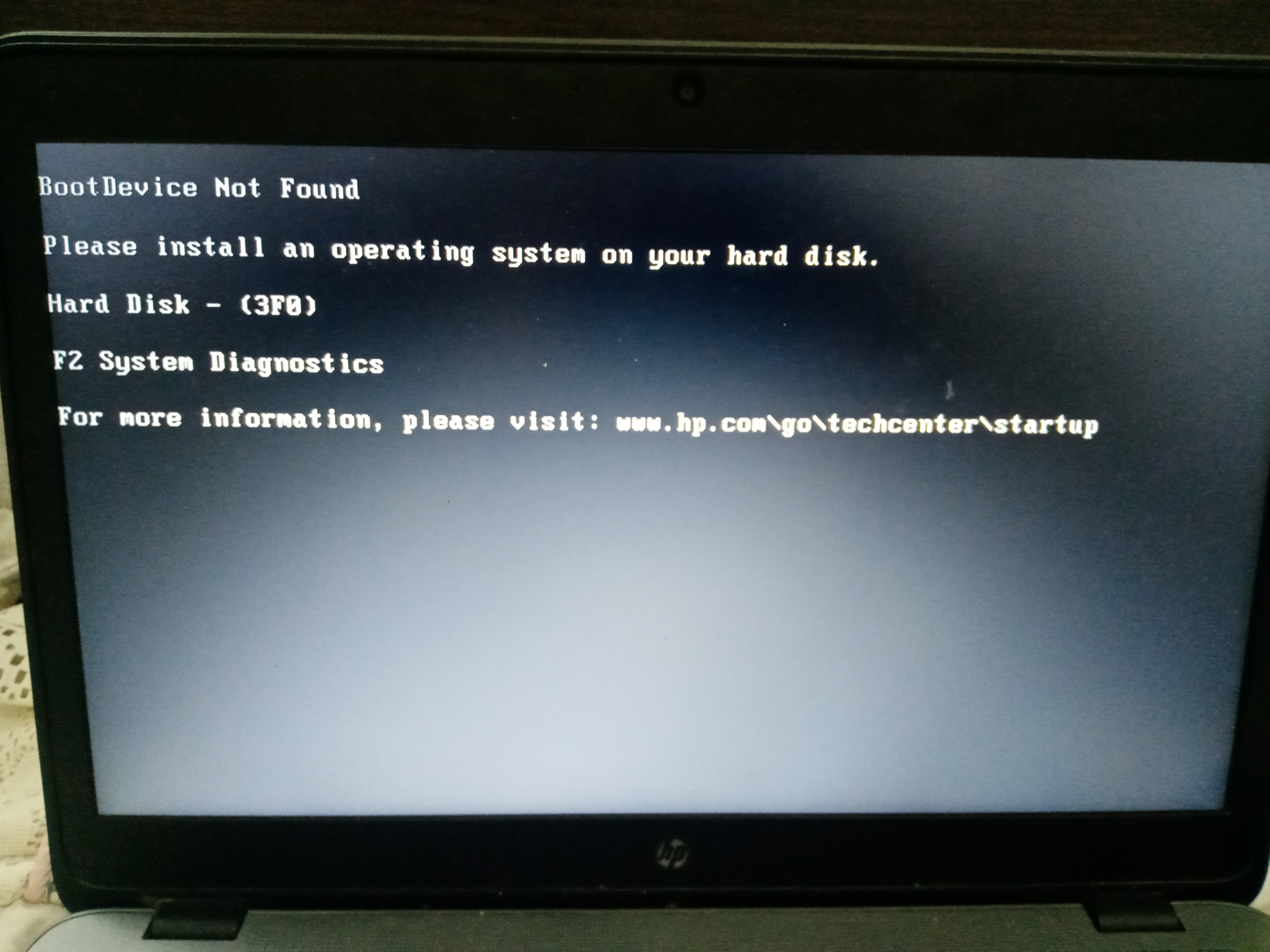 Boot device not found - HP Support Community - 8833426
