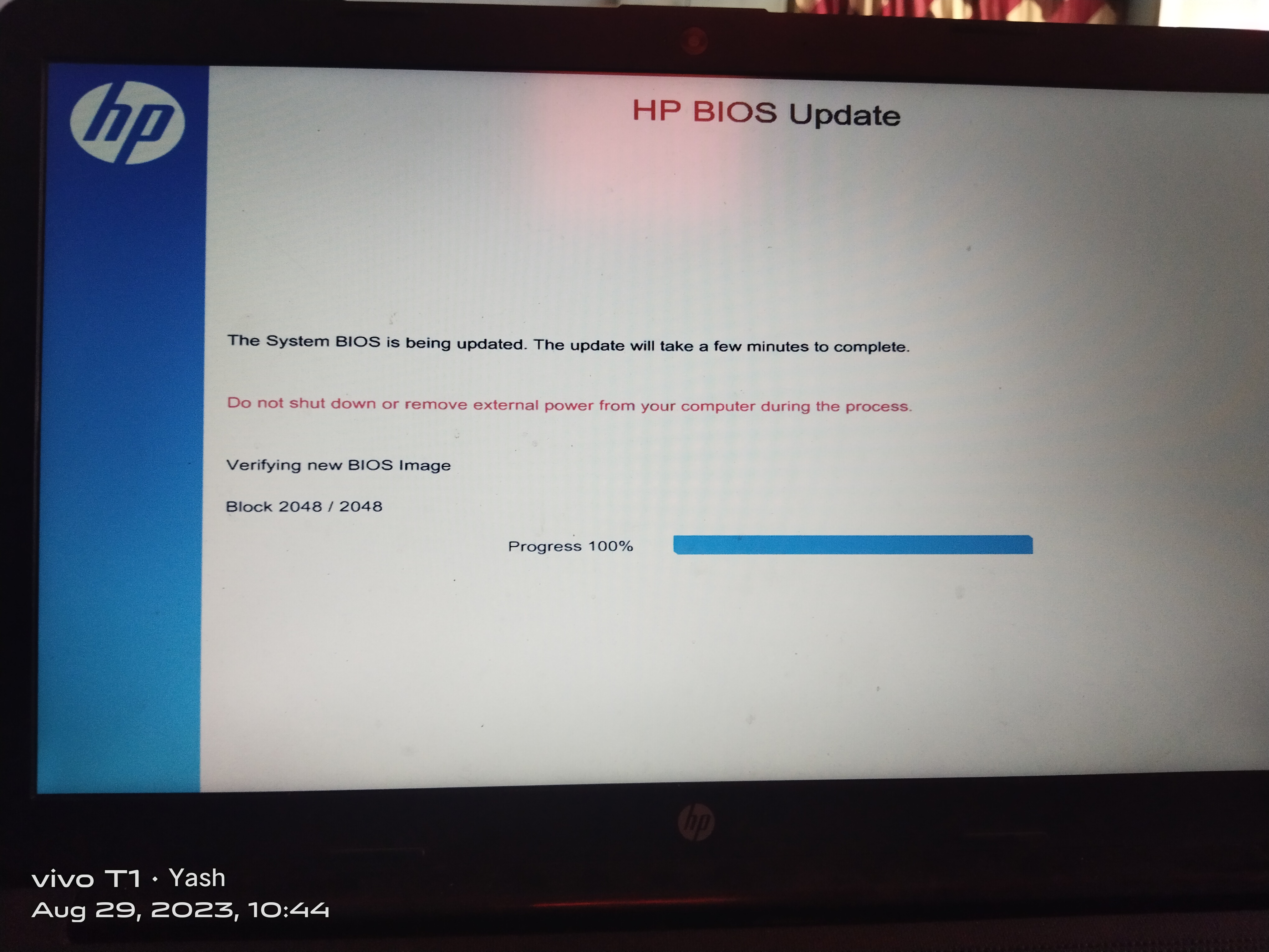 My Bios Update struck on 100% - HP Support Community - 8849571