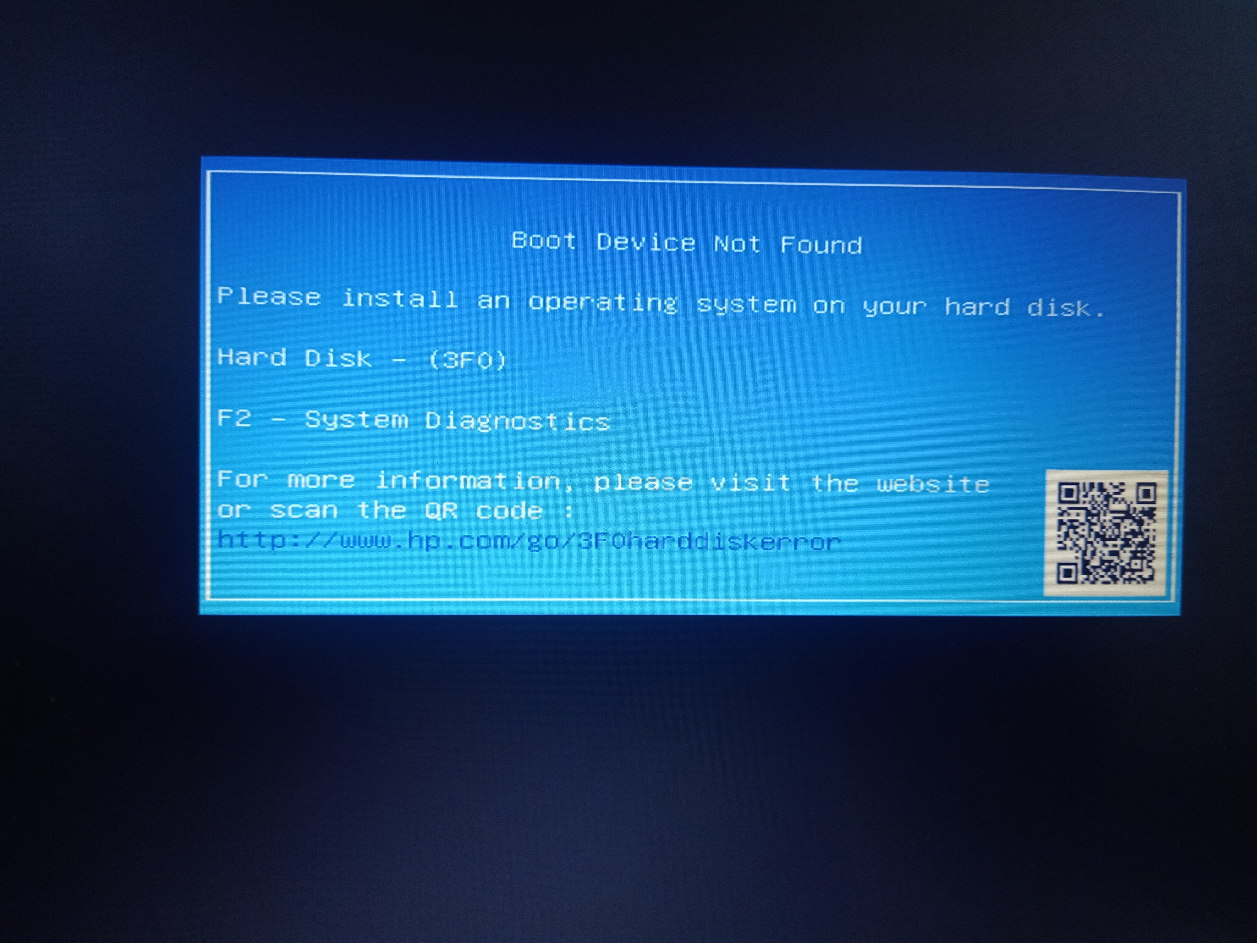 Boot device not found - HP Support Community - 8887715