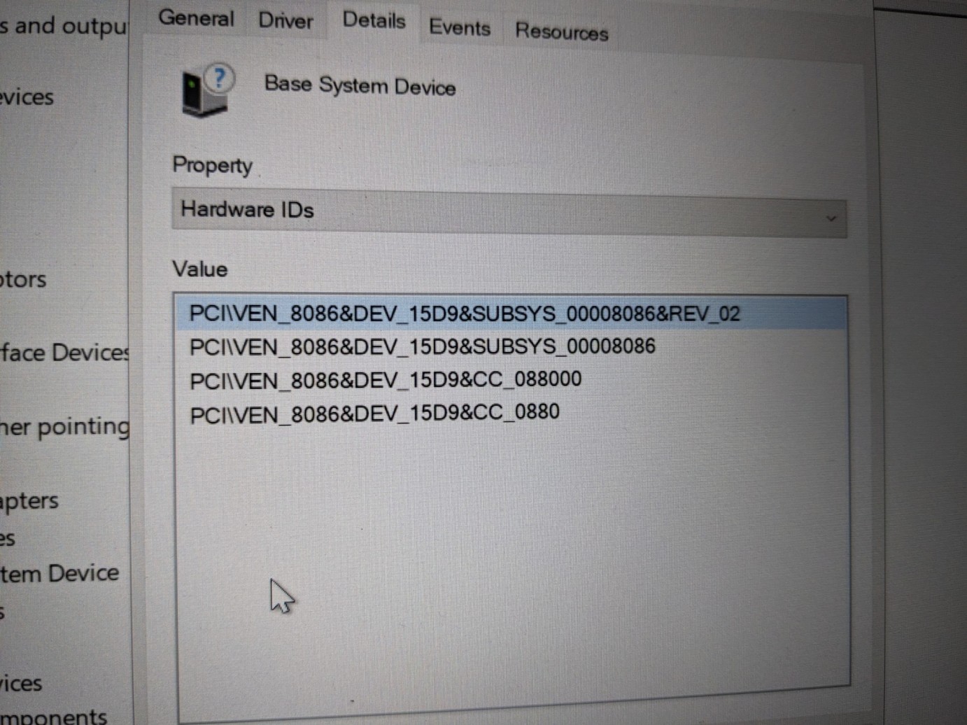 Updating the driver showing error base system device HP Support