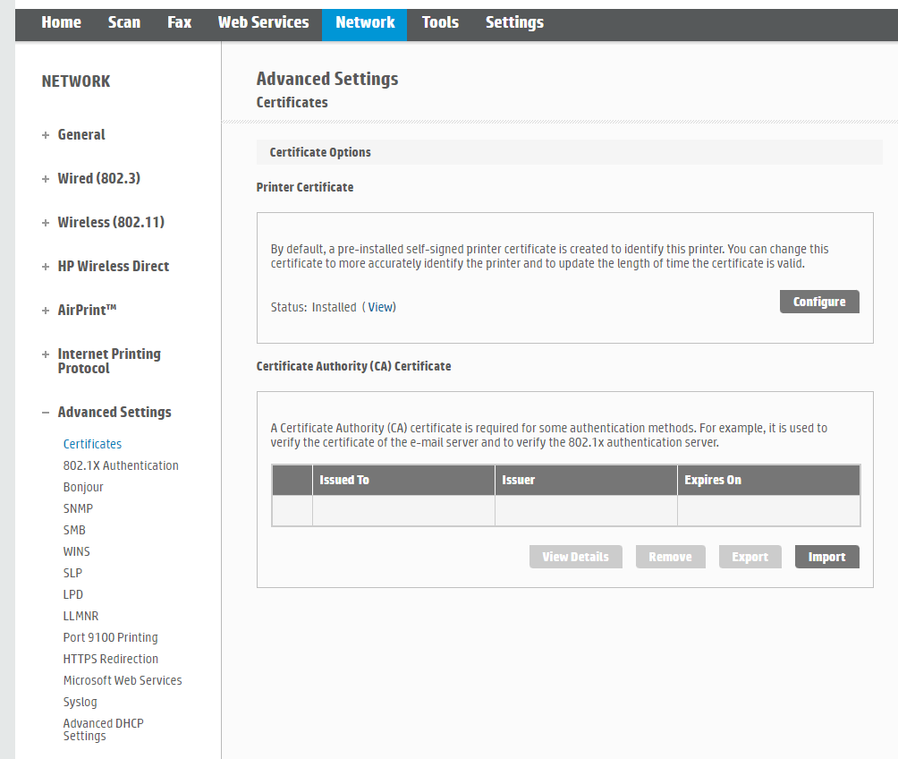 TLS 1.0/1.1 disable on HP Officejet Pro X476dw MFP - HP Support ...