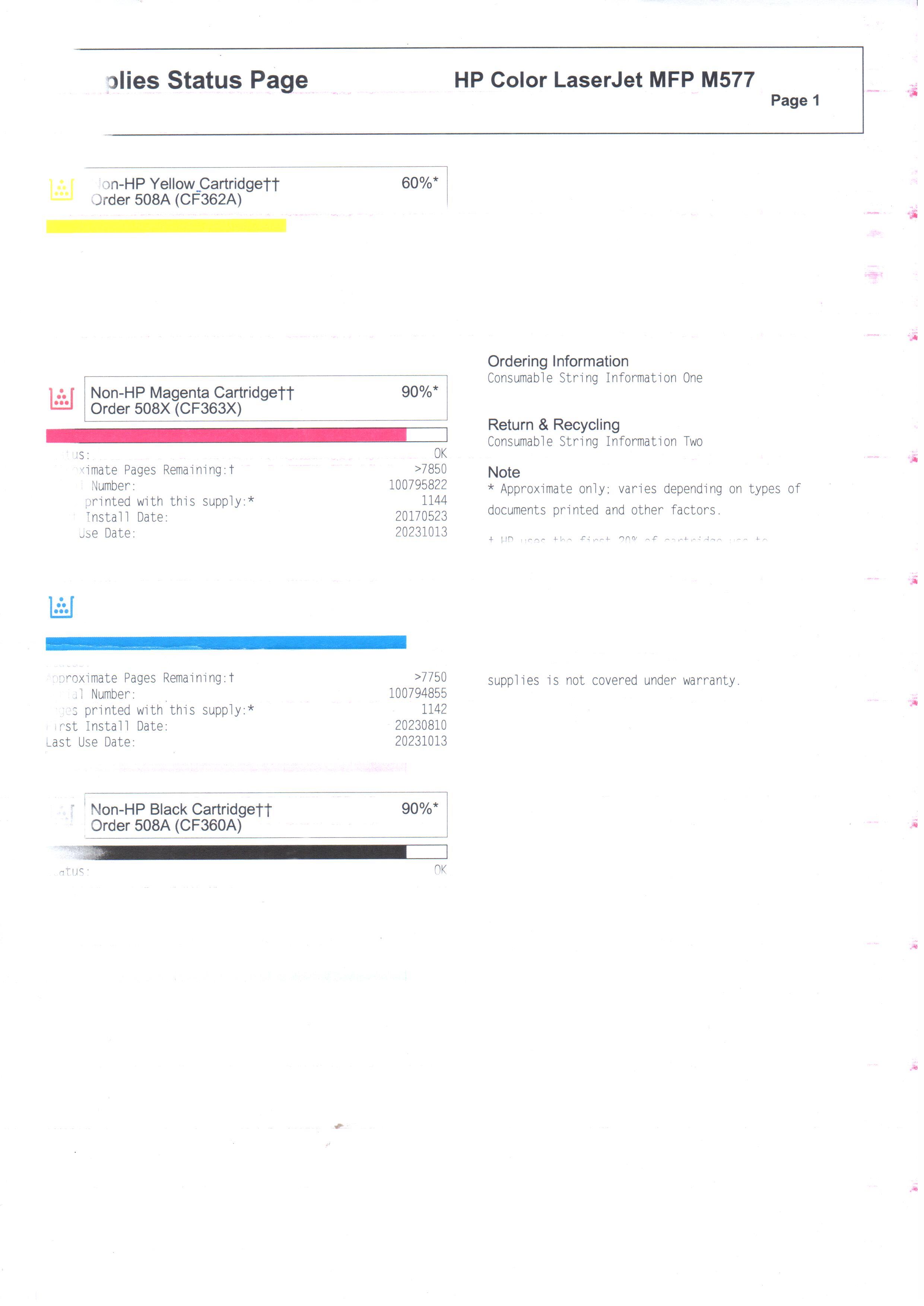 HP M577 print quality issue - HP Support Community - 8917520