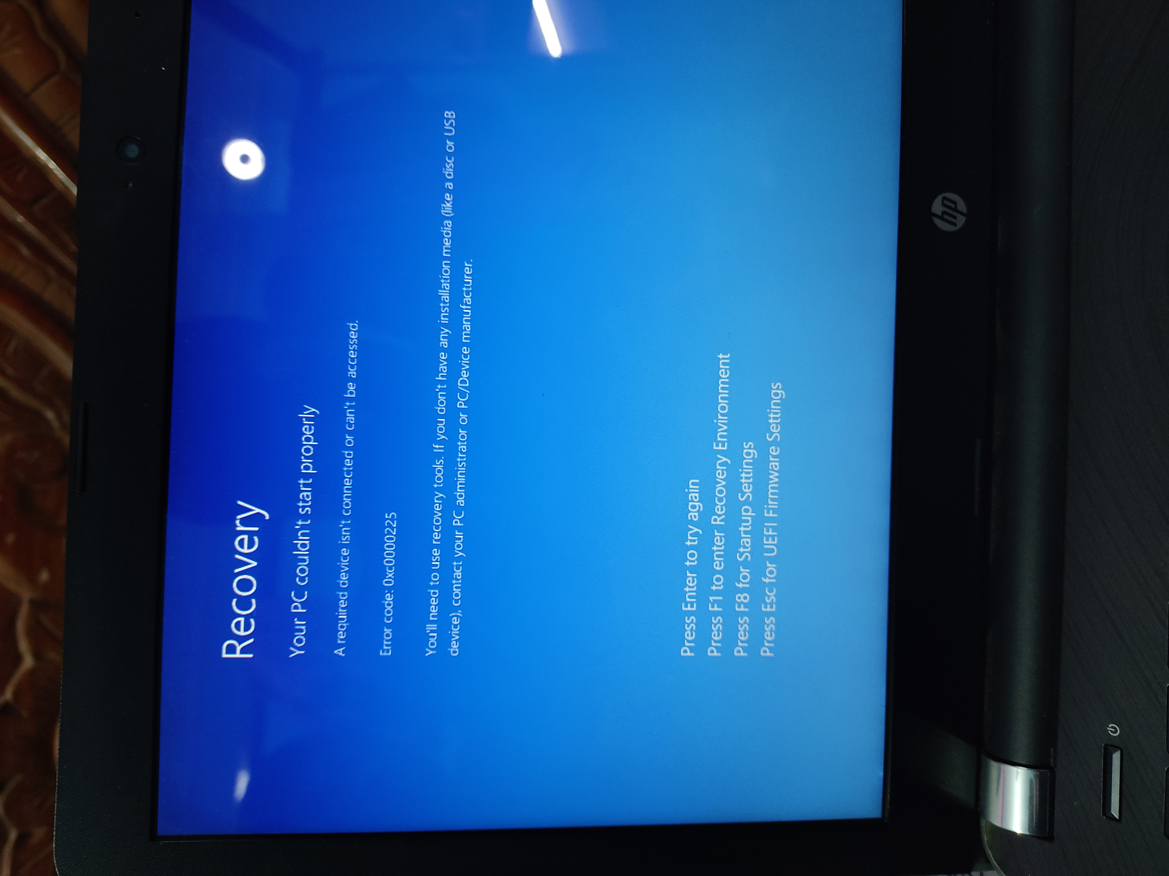 Laptop error message showing - HP Support Community - 8932517