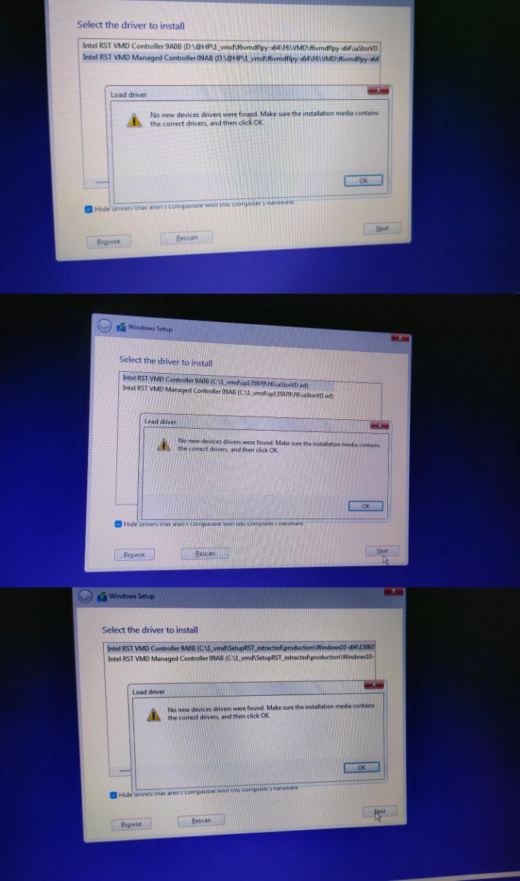 CAN'T INSTALL WINDOWS 11 (SSD NOT SHOWING, TRIED ALL ie_VMD+