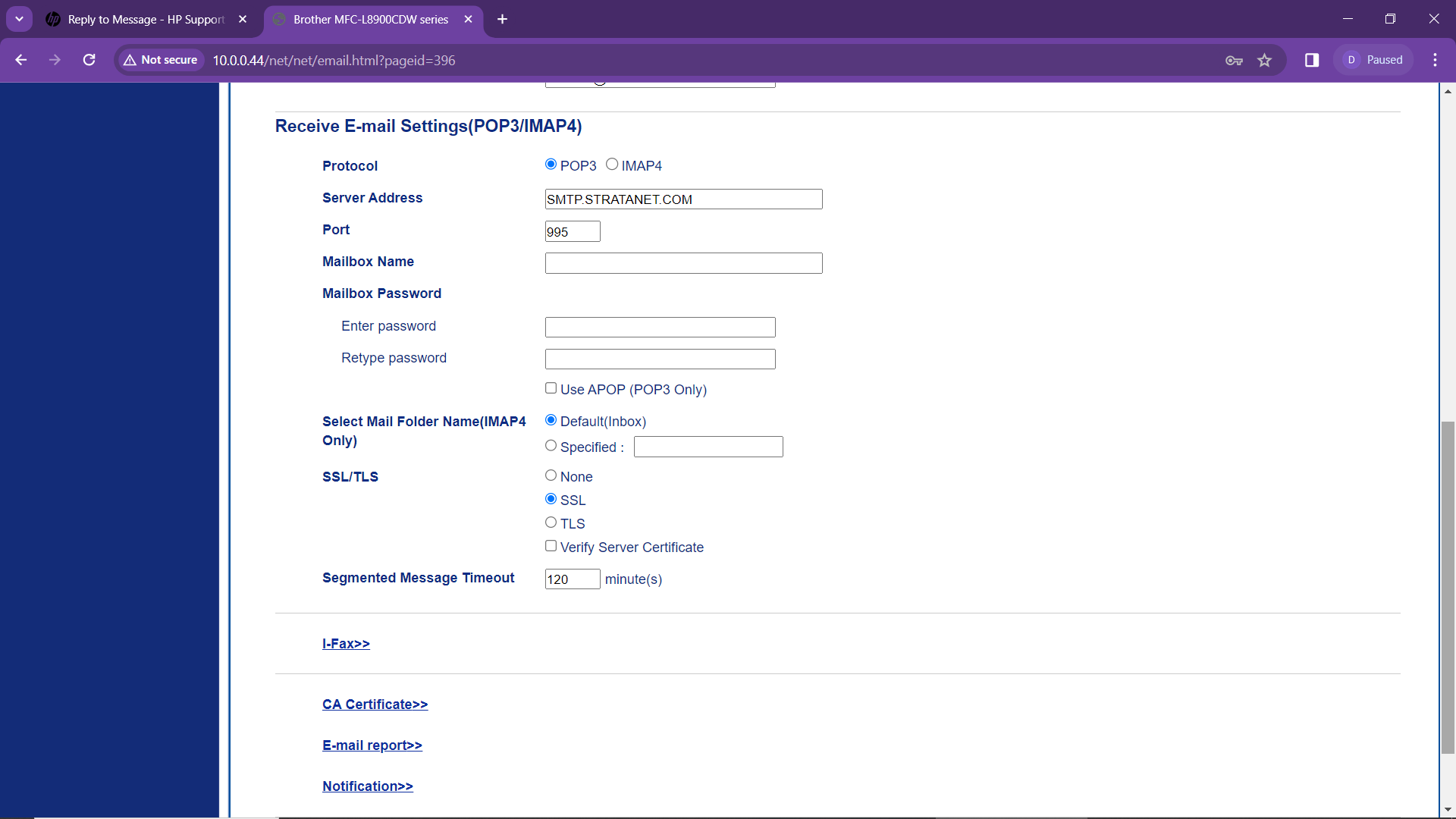 email set as receiver to HP no folder setup - HP Support Community ...