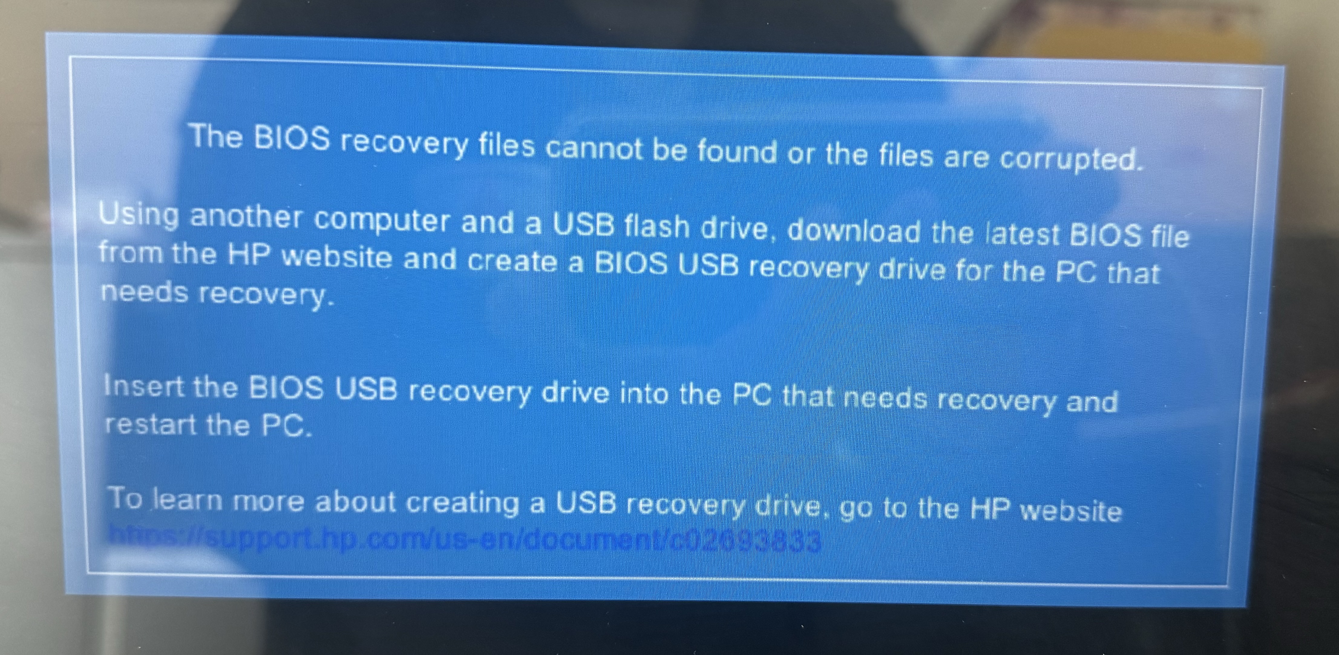 The BIOS recovery files cannot be found or the files are cor... - HP ...