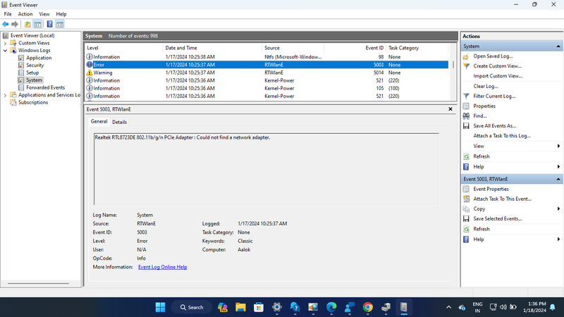 event viewer