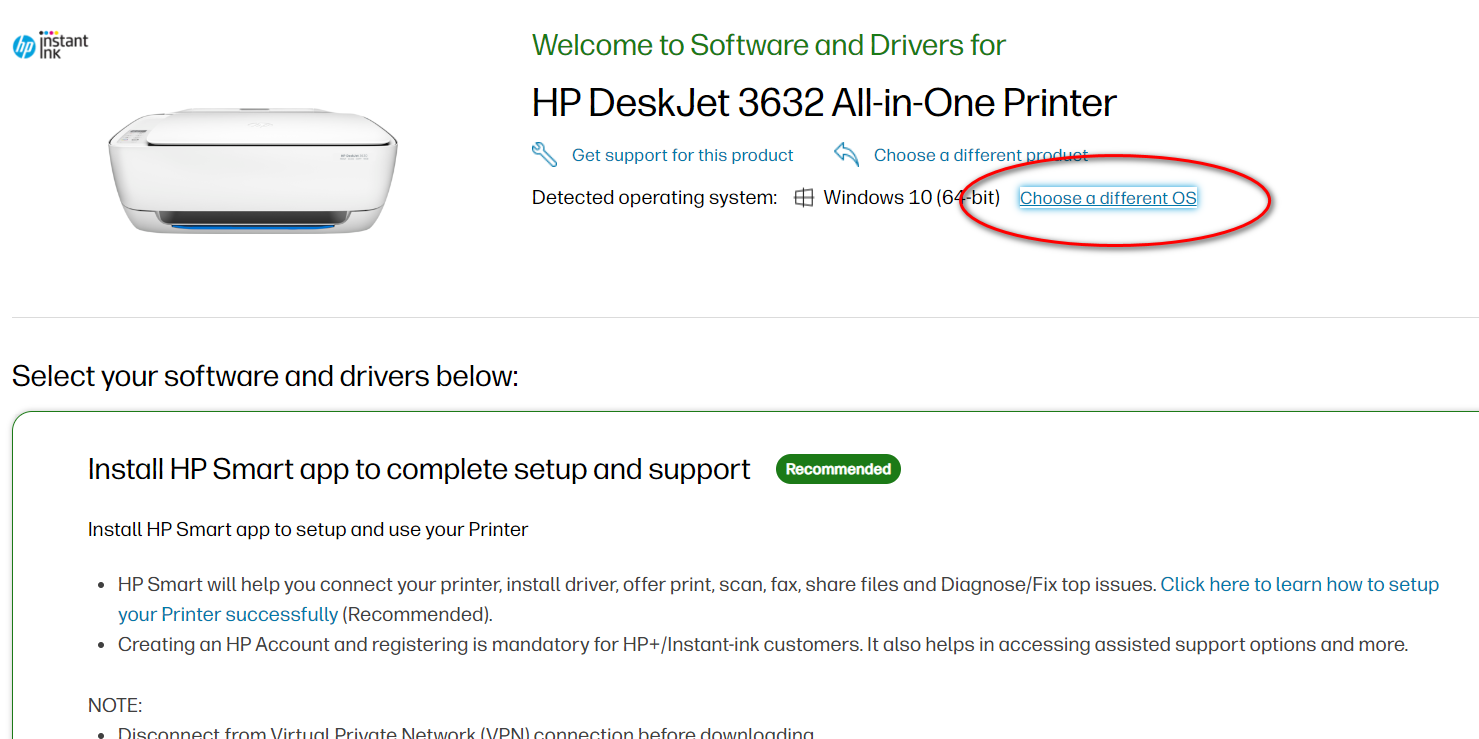 how do I download a printer driver for a different operating... - HP ...