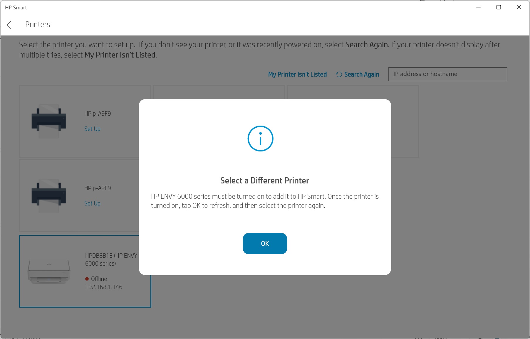 HP Smart can't connect to HP Envy 6000 - HP Support Community - 9025547