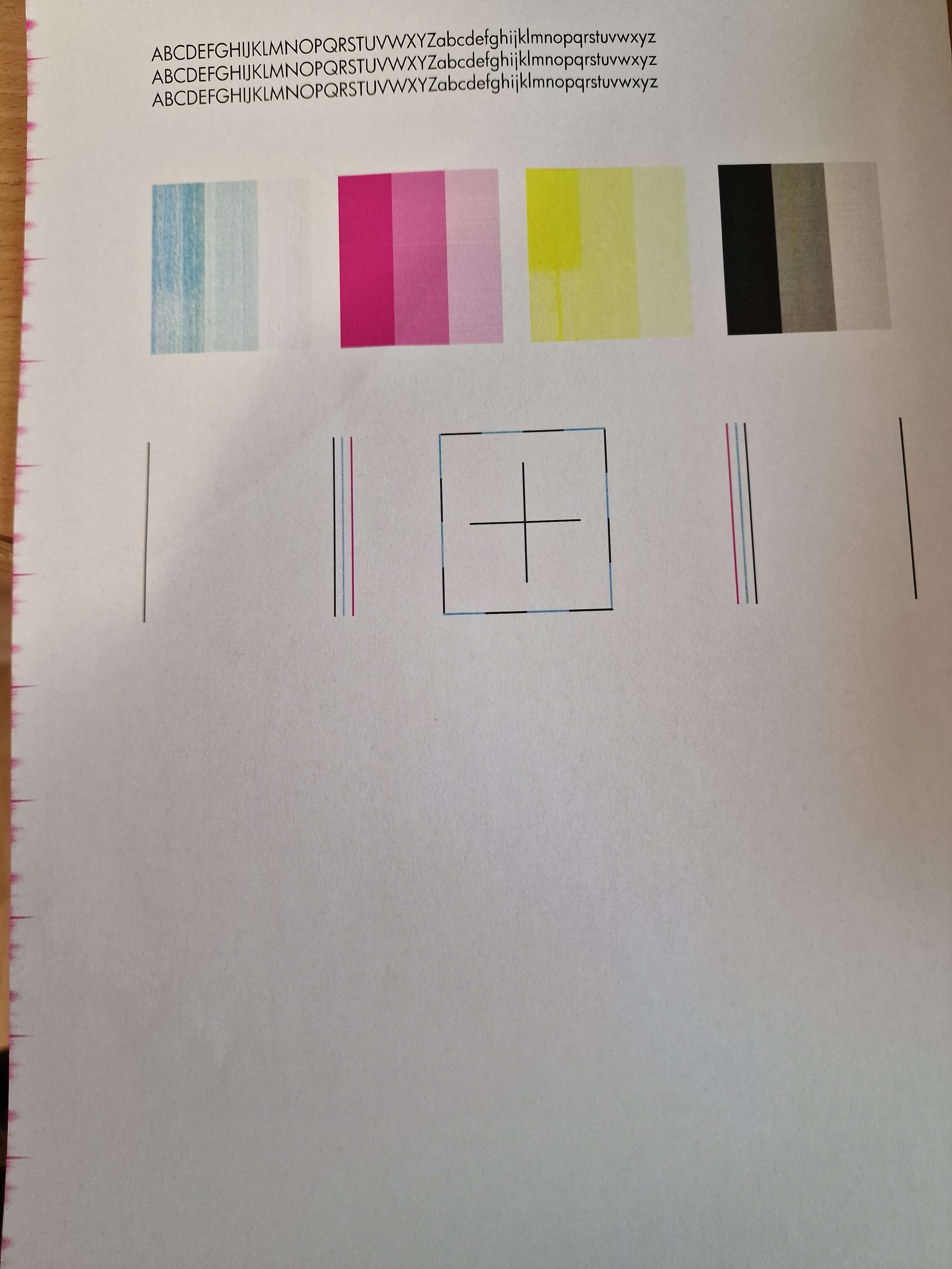 Printer leaves behind pink line artifacts at paper margins - HP Support ...