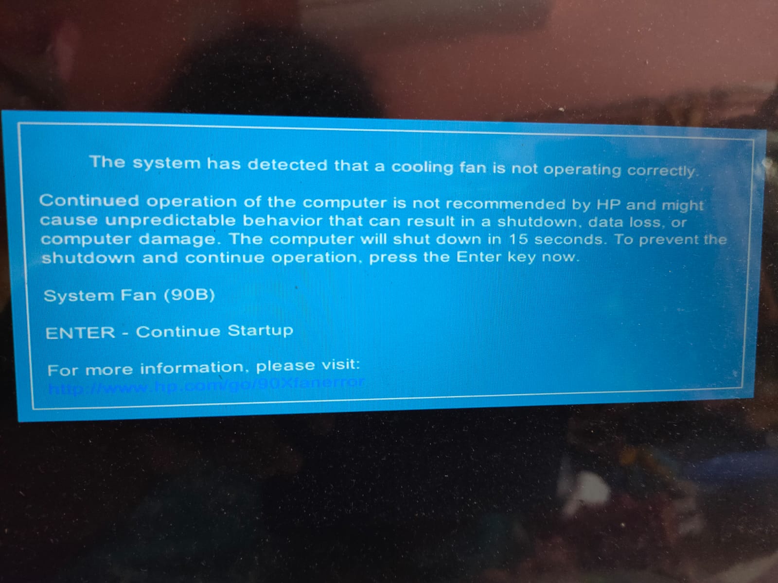 The system has detected that a cooling fan is not operating HP Support Community 9028945