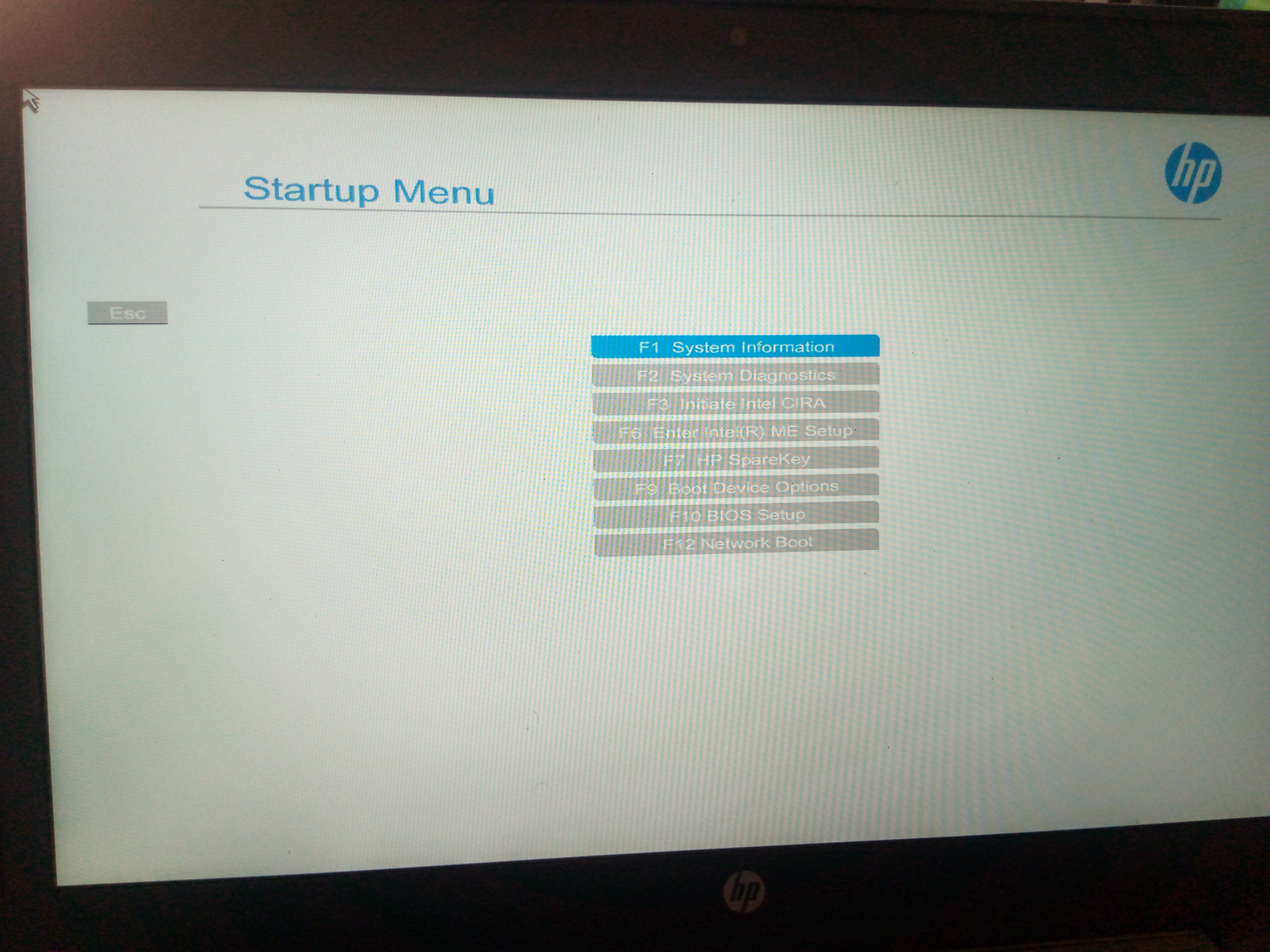Start up menu - HP Support Community - 9037874