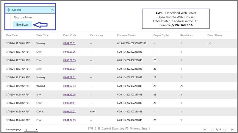 EWS_9135_General_Event_Log_F0_Firmware_Error_1