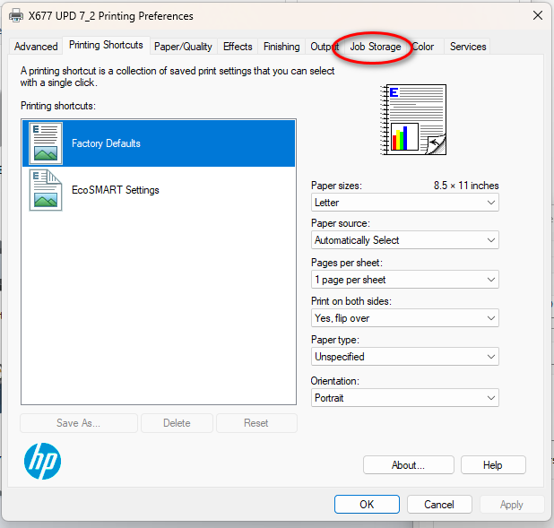 HP m633 all stored jobs are stored in a directory testName i... HP