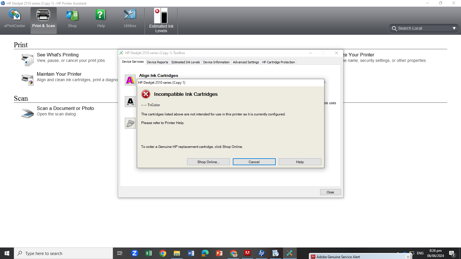 678 tri color not working in HP deskjet ink advantage 2515 - HP Support ...