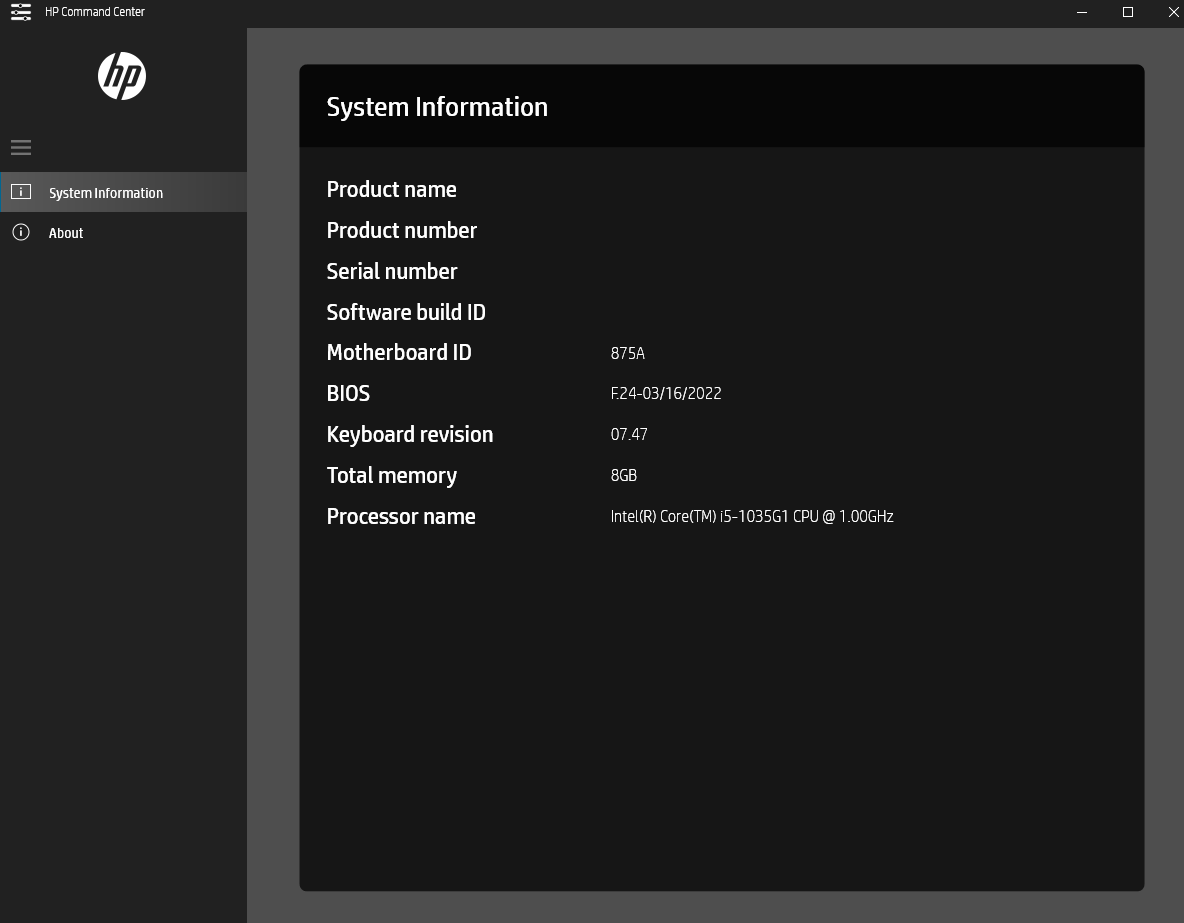 Hp command center no thermal profiles no hp apps and utili hp