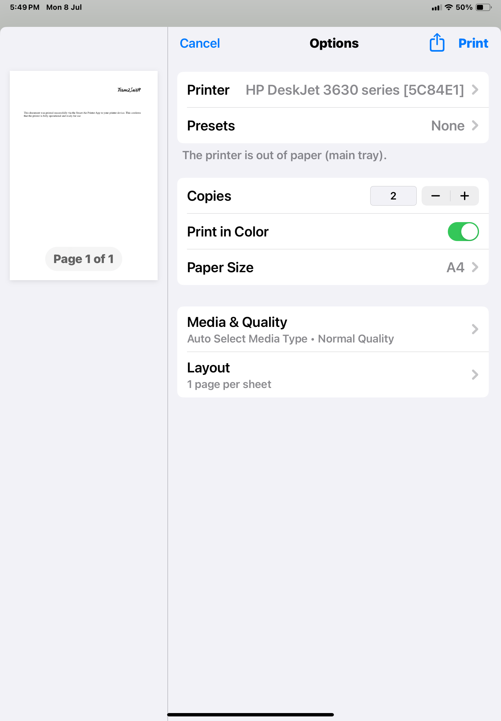 Printer settings - HP Support Community - 9114133