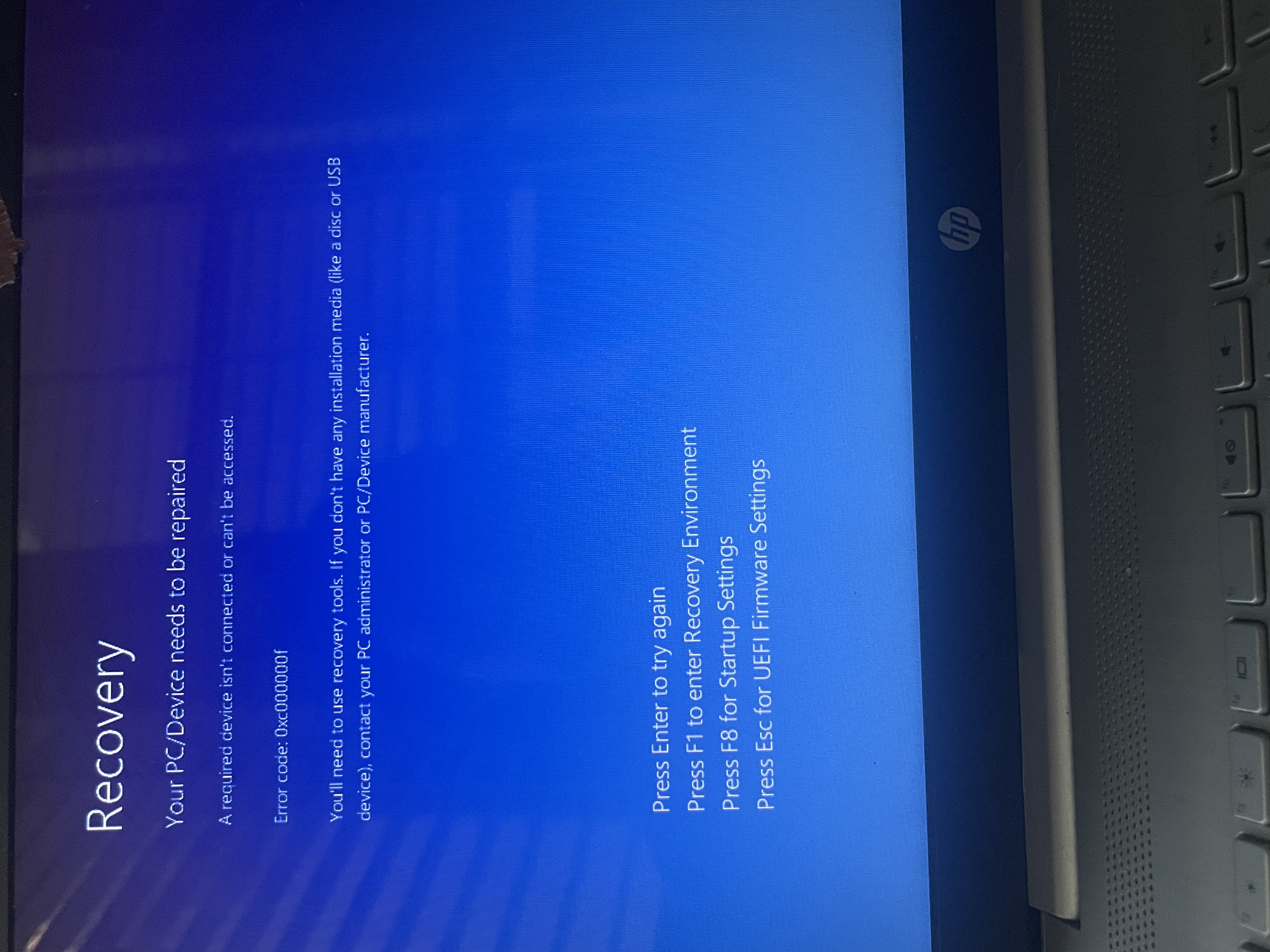 Recovery error - HP Support Community - 9125124