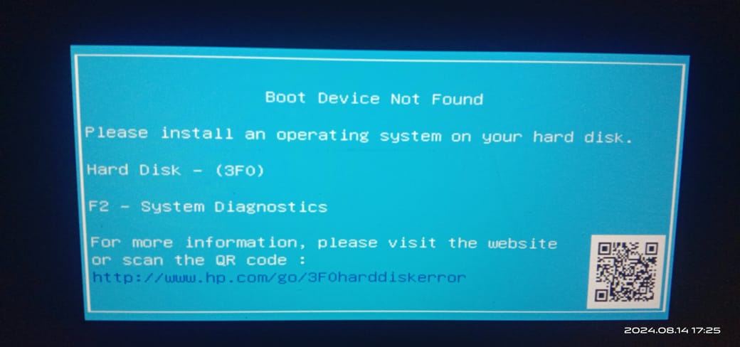 Boot Device Not Found Please install an operating system on ... - HP ...