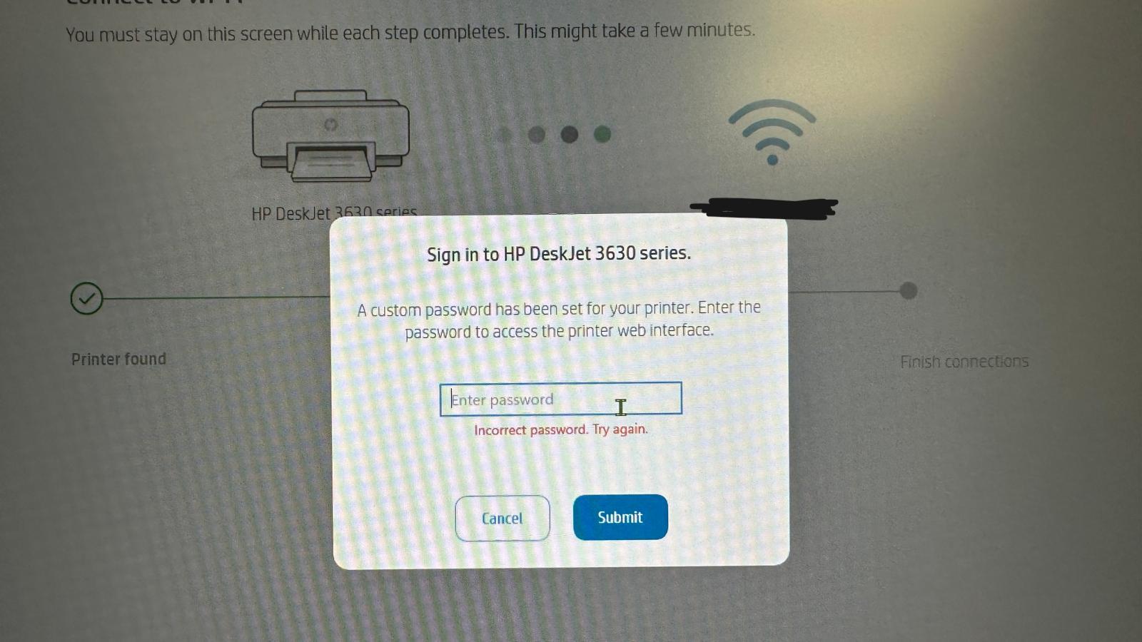 My custom password to EWS was forgotten for Desk Jet 3635 - HP Support ...