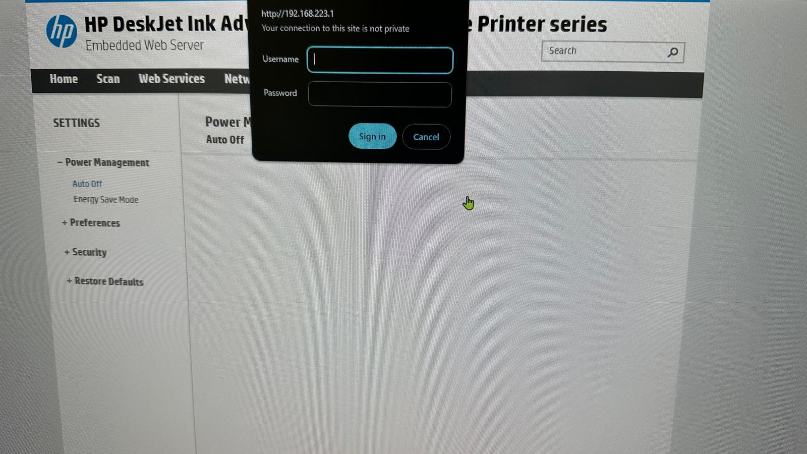 My custom password to EWS was forgotten for Desk Jet 3635 - HP Support ...